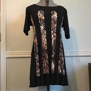 Block black and print dress Petite size 10